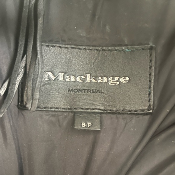 MACKAGE INGRID BLACK LEATHER DOWN COAT WITH FUR HOOD - Picture 2 of 14